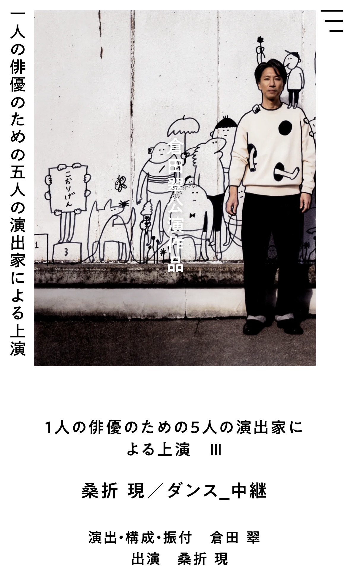 1人の俳優のための5人の演出家による上演　Ⅲ「ダンス中継」